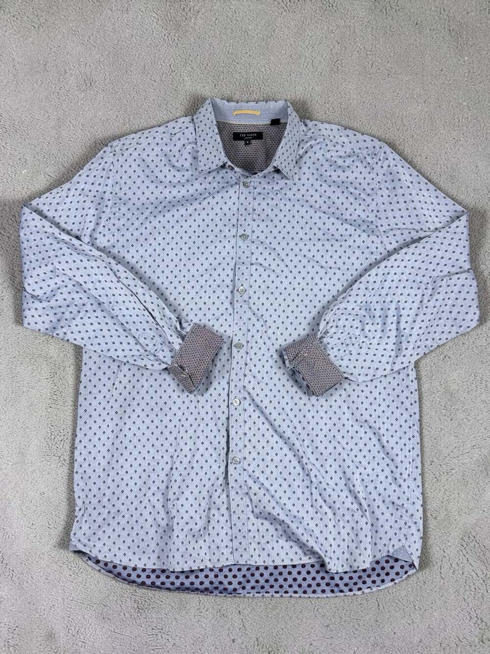 Ted Baker London Long Sleeve Button Up Dress Shirt Diamond Print Size 6